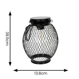 ValueLights Black Metal Mesh Cage Solar Powered Outdoor 2 Pack Garden Lantern Lights - thumbnail 5