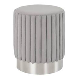 Costway Modern Round Velvet Ottoman Upholstered Footrest Stool Makeup Room in Grey - thumbnail 1