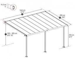 Palram Patio Cover Olympia 3 x 5.46 Clear - L546 x W300 x H305 cm - Grey - thumbnail 2