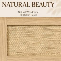 Merax Natural Oak Effect 6 Drawer Chest of Drawers with Rattan Fronts - thumbnail 7