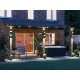 Dunster House Lean To Wooden Gazebo Canopy with Shingles 5m x 3m - Leviathan in Brown - thumbnail 3