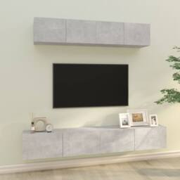 Berkfield Home Classic 4 Piece TV Cabinet Set Concrete Grey Engineered Wood - thumbnail 2