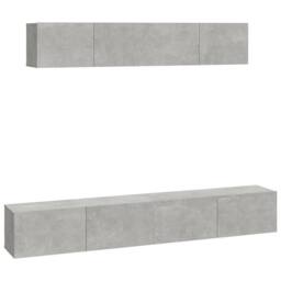 Berkfield Home Classic 4 Piece TV Cabinet Set Concrete Grey Engineered Wood - thumbnail 3