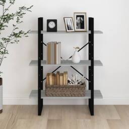 Berkfield Home Book Cabinet Grey Sonoma 80x30x105 cm Engineered Wood - Size: 80 x 30 x 105 cm - thumbnail 3