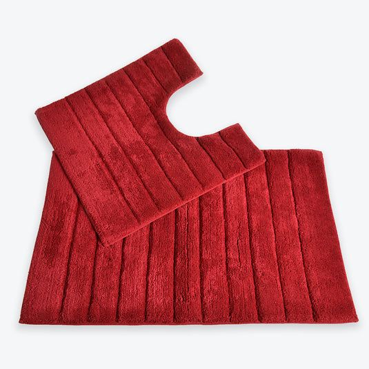 Allure Bath Fashions Ribbed Two Piece Bath Mat & Toilet Mat Set in Red - image 1
