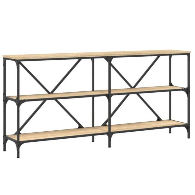 Berkfield Home Console Table Sonoma Oak 160x30x75 cm Engineered Wood & Iron in Light Tan - Size: 160 x 30 x 75 cm - image 1