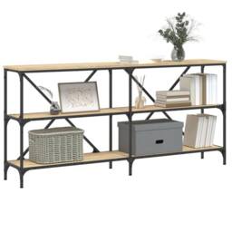 Berkfield Home Console Table Sonoma Oak 160x30x75 cm Engineered Wood & Iron in Light Tan - Size: 160 x 30 x 75 cm - thumbnail 3
