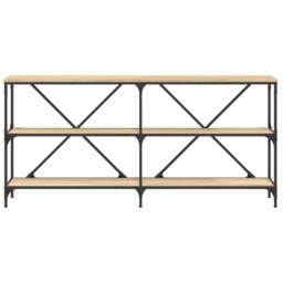 Berkfield Home Console Table Sonoma Oak 160x30x75 cm Engineered Wood & Iron in Light Tan - Size: 160 x 30 x 75 cm - thumbnail 4