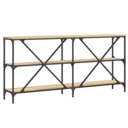 Berkfield Home Console Table Sonoma Oak 160x30x75 cm Engineered Wood & Iron in Light Tan - Size: 160 x 30 x 75 cm - thumbnail 6