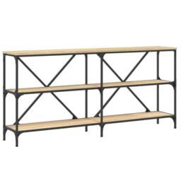 Berkfield Home Console Table Sonoma Oak 160x30x75 cm Engineered Wood & Iron in Light Tan - Size: 160 x 30 x 75 cm