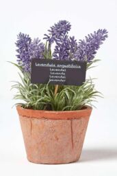 Homescapes Artificial Lavender Plant in Decorative Pot in Terracotta