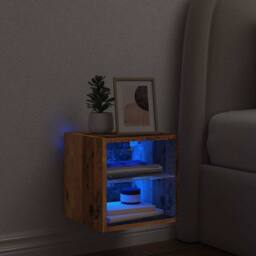 Berkfield Home TV Wall Cabinet with LED Lights Old Wood 30x28.5x30 cm in Brown - thumbnail 5