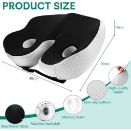 NESTLUNE Cushion Seat Pillow Orthopaedic Back Pain Relief in Black - Size: 120 cm x 135 cm - thumbnail 2