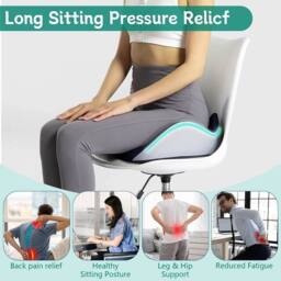 NESTLUNE Cushion Seat Pillow Orthopaedic Back Pain Relief in Black - Size: 120 cm x 135 cm - thumbnail 3