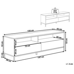 Wyld and Coco TV Stand White with LED for up to 70-inch TVs Two Drawers and Cabinets - thumbnail 3