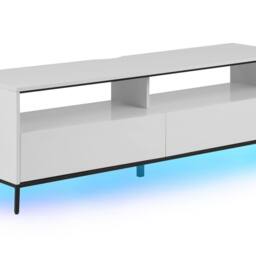 Wyld and Coco TV Stand White with LED for up to 70-inch TVs Two Drawers and Cabinets - thumbnail 2