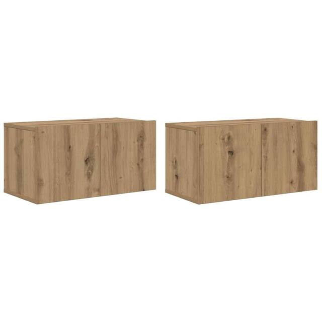 Berkfield Home TV Cabinet Set Artisan Oak MDF Medium TV Cabinet Rectangular in Brown - image 1
