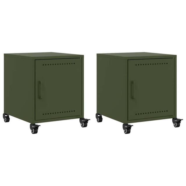 Berkfield Home Bedside Cabinets 2 pcs Olive Green 36x39x43.5 cm Steel - image 1