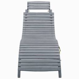 Berkfield Home Sun Lounger Grey Wash Solid Acacia Wood - thumbnail 3