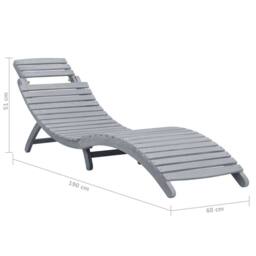 Berkfield Home Sun Lounger Grey Wash Solid Acacia Wood - thumbnail 8