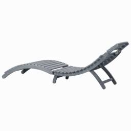 Berkfield Home Sun Lounger Grey Wash Solid Acacia Wood - thumbnail 4