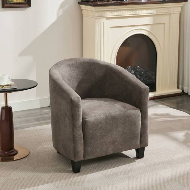 FURNITURE ONE Bronzing Fabric Tub Chair, Upholstered Armchair, Padded Barrel Club Chair - Grey - image 1