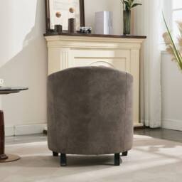 FURNITURE ONE Bronzing Fabric Tub Chair, Upholstered Armchair, Padded Barrel Club Chair - Grey - thumbnail 4