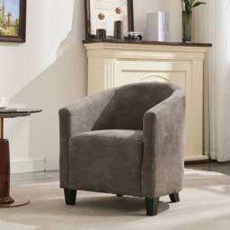 FURNITURE ONE Bronzing Fabric Tub Chair, Upholstered Armchair, Padded Barrel Club Chair - Grey - thumbnail 3