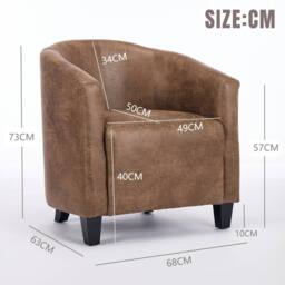 FURNITURE ONE Bronzing Fabric Tub Chair, Upholstered Armchair, Padded Barrel Club Chair - Grey - thumbnail 7