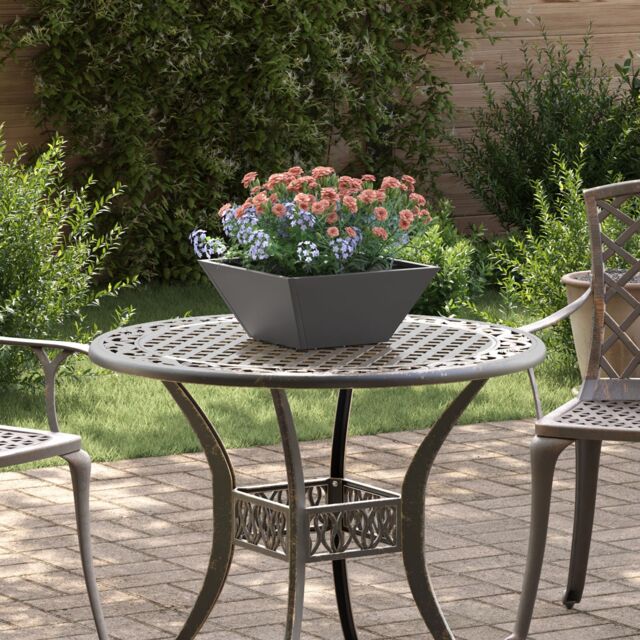 Berkfield Home Garden Bowl Planter Black 35x35x15 cm Steel - Size: 35 x 35 x 15 cm - image 1