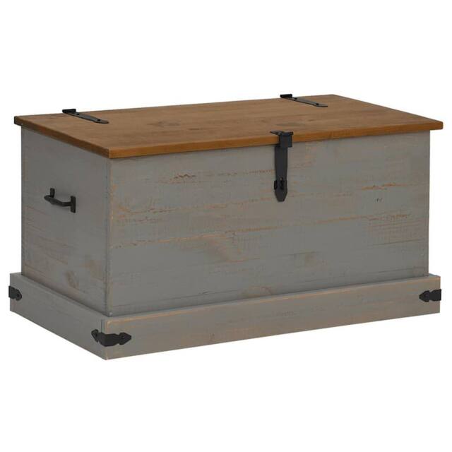 Berkfield Home Storage Chest HALDEN Grey 91x48x47 cm Solid Wood Pine - Size: 91 x 48 x 47 cm - image 1