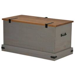 Berkfield Home Storage Chest HALDEN Grey 91x48x47 cm Solid Wood Pine - Size: 91 x 48 x 47 cm - thumbnail 5