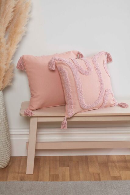 Rapport Home Cabana Tufted Cotton Cushion Cover (43x43 cm) in Dusty Pink - Size: 43 cm x 43 cm - image 1