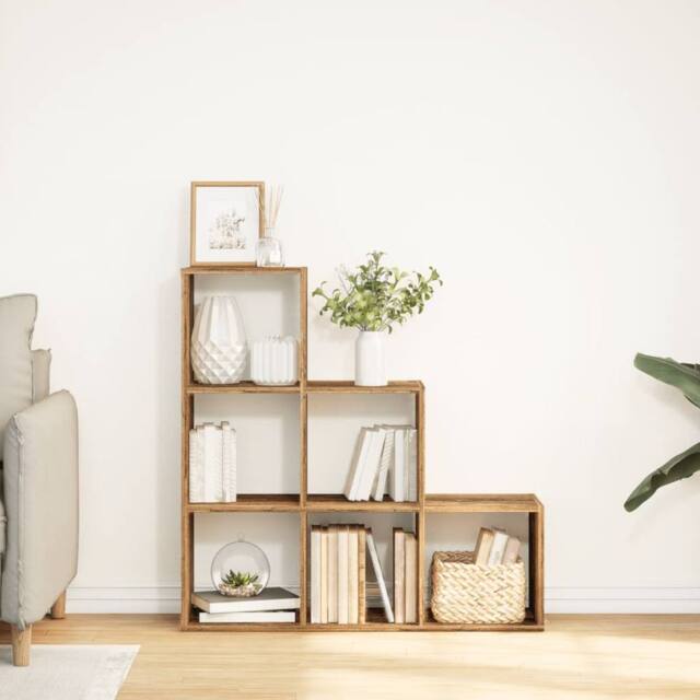 Berkfield Home Room Divider Bookcase¬†3-Tier¬†Old Wood 99x29x99 cm Engineered Wood in Brown - Size: 99 x 29 x 99 cm - image 1