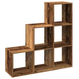Berkfield Home Room Divider Bookcase¬†3-Tier¬†Old Wood 99x29x99 cm Engineered Wood in Brown - Size: 99 x 29 x 99 cm - thumbnail 7