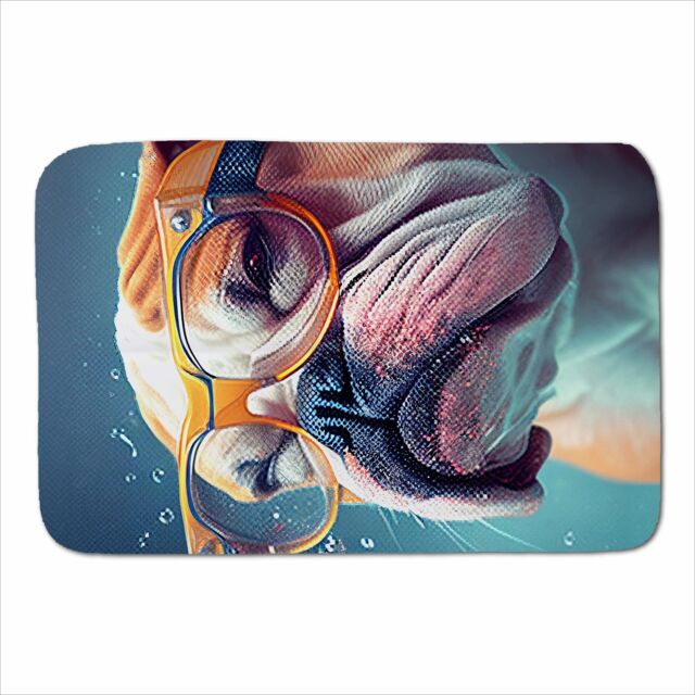 Warren Reed - Designer Bulldog With Glasses Splashart Sherpa Blanket in Brown - Size: Large - image 1