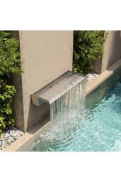 Living and Home 60cm Back Entry Stainless Steel Water Blade Garden Waterfall Pool Fountain in Silver
