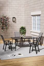 Living and Home 4-Seater Outdoor Garden Dining Table Set in Black - thumbnail 1