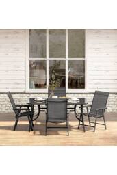 Living and Home 4-Seater Outdoor Garden Dining Table Set in Black - thumbnail 3