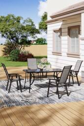 Living and Home 4-Seater Outdoor Garden Dining Table Set in Black - thumbnail 2