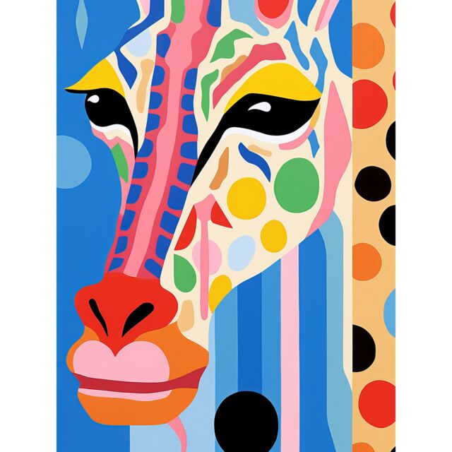 "Artery8 Wall Art Print I Woke Up Like This Giraffe Henri Matisse Style Artwork Vibrant Abstract Portrait Poster - Size: W12"" x H16""" - image 1