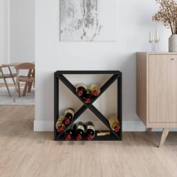Berkfield Home Wine Cabinet Black 62x25x62 cm Solid Wood Pine - Size: 62 x 25 x 62 cm - thumbnail 3
