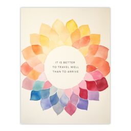 "Artery8 Wall Art Print Better to Travel Well than to Arrive Buddhist Quote Mandala Art Poster in Orange - Size: W24"" x H32""" - thumbnail 1