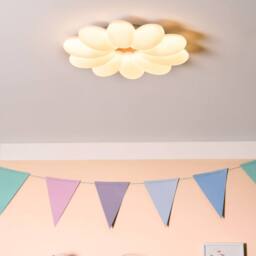Wyld and Coco Ceiling Lamp White Acrylic Flower Shade Remote-Dimmable Flush Light