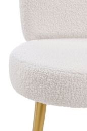 Living and Home Cream Faux Fur Vanity Stool Chair with Metal Legs in White - thumbnail 7