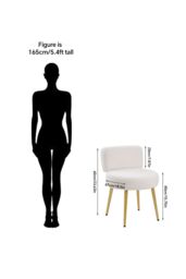 Living and Home Cream Faux Fur Vanity Stool Chair with Metal Legs in White - thumbnail 9