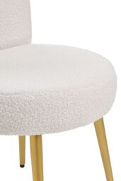 Living and Home Cream Faux Fur Vanity Stool Chair with Metal Legs in White - thumbnail 6