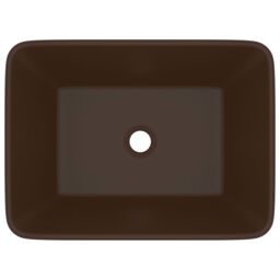 Berkfield Home Luxury Wash Basin Matt Dark Brown 41x30x12 cm Ceramic - Size: 41 x 30 x 12 cm - thumbnail 3