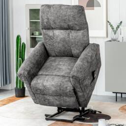 HomeTouch Faux Leather Power Lift Recliner Chair for Living Room Bedroom in Grey - Size: 1 Pack