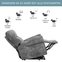 HomeTouch Faux Leather Power Lift Recliner Chair for Living Room Bedroom in Grey - Size: 1 Pack - thumbnail 6